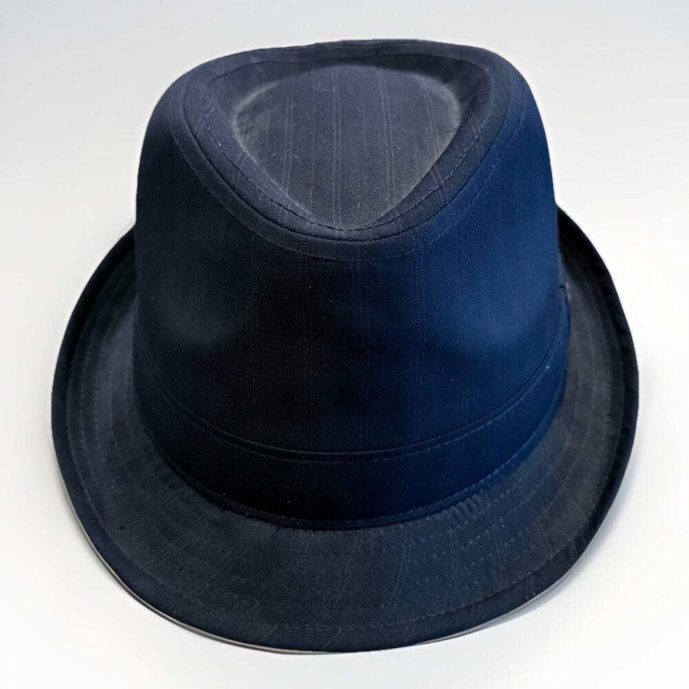 Goorin Bros Mens Navy Fedora Pinstripe Rayon Blend Hat Size L Cap 100-1734